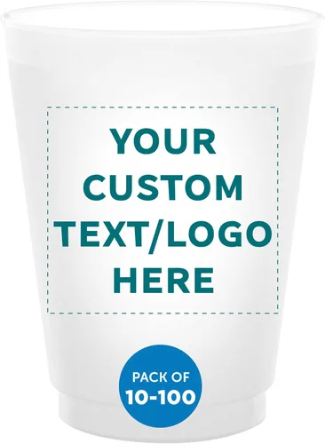Miniatura 15 de Vasos de plástico esmerilado personalizados para estadios, paquete de 100, texto promocional, logotipo, 16 onzas, vasos de fiesta reutilizables