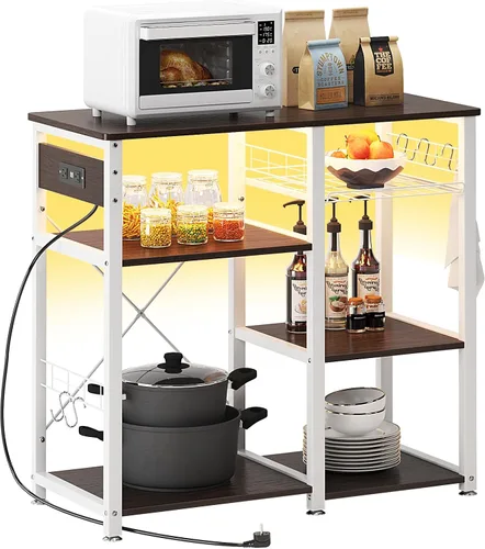 Miniatura 10 de SogesHome Estante de 4 niveles para microondas, estante organizador de almacenamiento de cocina, aperitivo de café para el hogar, cocina, sala