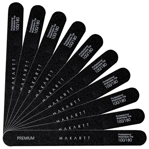 Miniatura 11 de Makartt Lima de uñas, tablas de esmeril de grano 100/180 para uñas, kit profesional de limas de doble cara lavables para lima de uñas media y suave