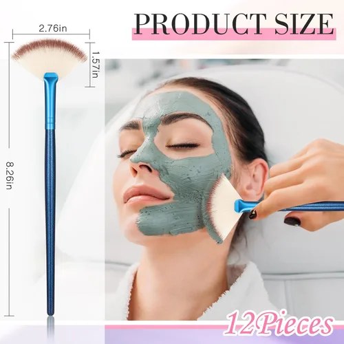 Miniatura 2 de Ziliny 12 piezas de cepillo facial suave para colorete, cepillo de maquillaje, aplicador de ácido, herramientas cosméticas multiuso para máscara