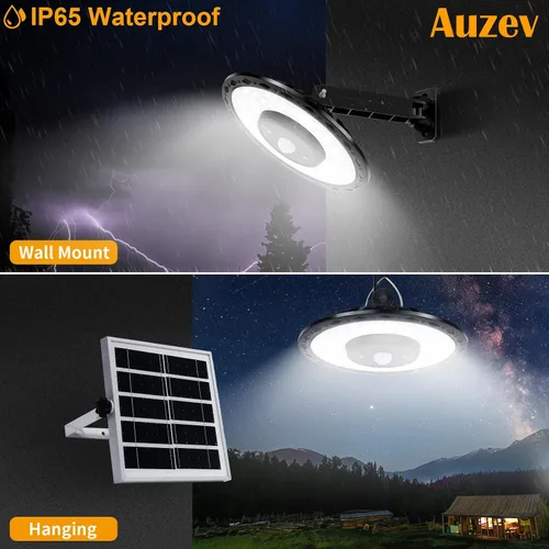 Miniatura 6 de Auzev Luces Solares para Interiores y Exteriores 3000LM Luz de Cobertizo con Energía Solar con Interruptor, Control Remoto, Temporizador, 3 CCT IP65