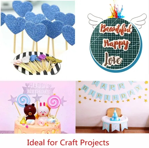 Miniatura 3 de Baisunt 20 hojas de papel de cartulina con purpurina negra para proyectos de arte DIY, álbum de recortes, decoración de cumpleaños y bodas 250GSM