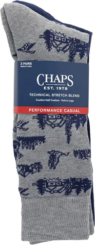 Miniatura 3 de Chaps Men's Casual Fashion Cushioned Crew Socks-3 Pair Pack-Classic Designs with Stretch Blend