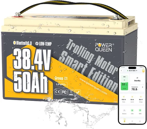 Miniatura 9 de Power Queen Batería de litio LiFePO4 de 12 V 50 Ah, batería de litio portátil de ciclo profundo con energía de 640 Wh, BMS de 50 A, más de 15000