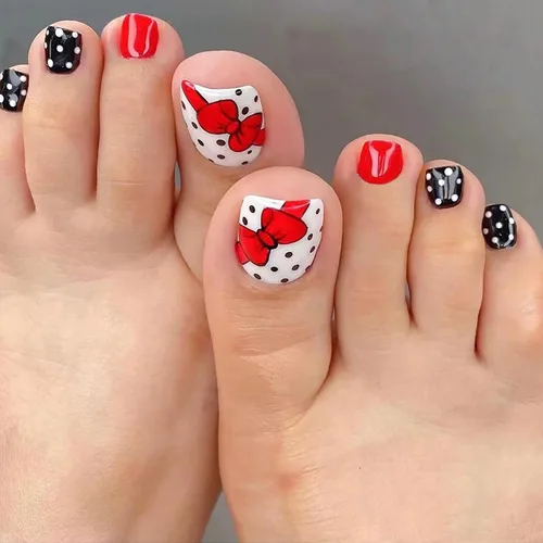 Miniatura 15 de Uñas postizas acrílicas artificiales negras para los dedos de los pies, ataúd a presión con diseños de flores blancas, uñas postizas reutilizables