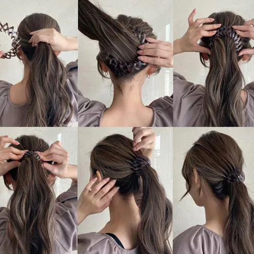 Miniatura 6 de 7 piezas de pinzas de pelo mágicas de nido de pájaro y accesorios para moños para mujeres Color-02