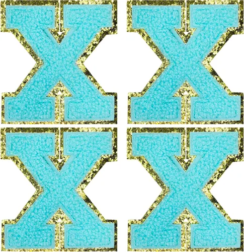 Miniatura 37 de Jongdari Letras termo-adhesivas de felpilla para ropa, parches de letras del alfabeto con brillantina para coser, con adhesivo planchado, 4 Blanco