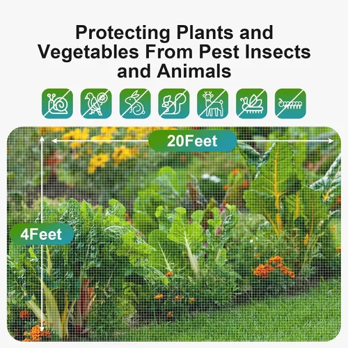 Miniatura 3 de Barrera de plagas de red de insectos de jardín: 4 x 20 pies para protección del jardín, mosquitera de malla fina para árbol de cigarras, cubierta