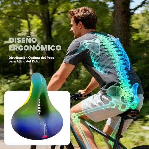 Miniatura 6 de ROCKBROS Asiento de bicicleta cómodo para bicicleta de montaña, accesorios para hombres y mujeres, cojín de asiento de bicicleta ancho suave