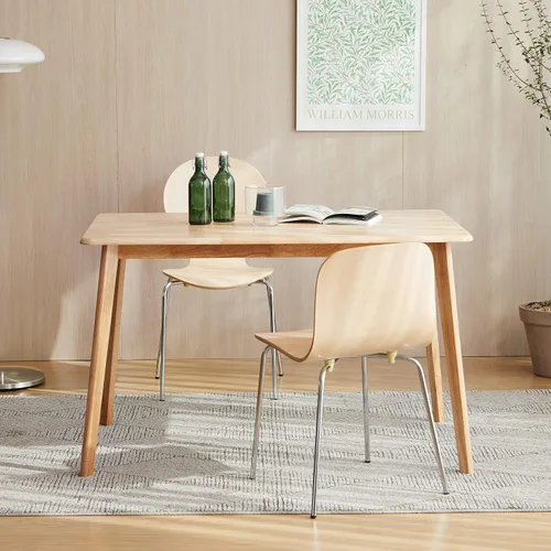 Miniatura 4 de Livinia Canberra 47.2" Mesa de comedor rectangular de madera/Mesa de cocina de roble malayo moderno de mediados de siglo (roble natural) Solo mesa