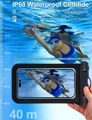 Miniatura 4 de Paquete de 5 bolsas impermeables universales para teléfono de hasta 8.3 pulgadas, bolsa seca impermeable para teléfono, nivel de protección: IP68