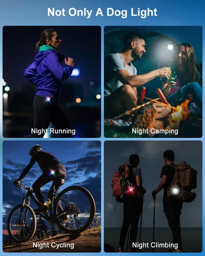 Miniatura 6 de Paquete de 2 luces para collar de perro, luces recargables para perro para caminar de noche con clip, collar LED impermeable de 4 modos para correr