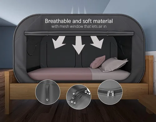 Miniatura 4 de Skywin TidyFriend - Tienda de campaña para cama doble, toldo de privacidad pop-up y tiendas de cama para niños y adultos – Acogedora, que bloquea