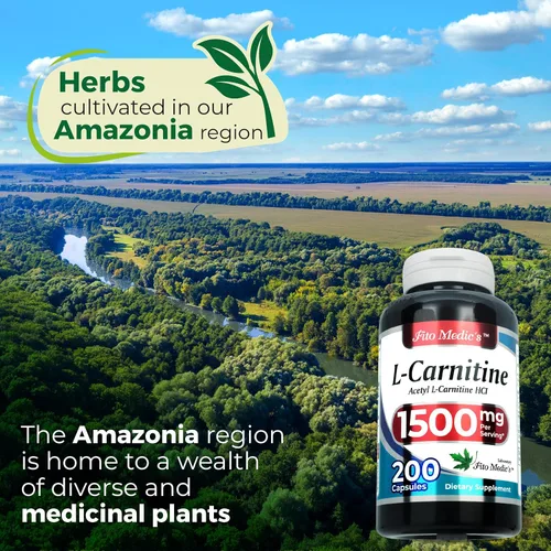 Miniatura 6 de FITO MEDIC'S Suplemento de L-carnitina de laboratorio, fórmula de acetil L-carnitina, 200 cápsulas