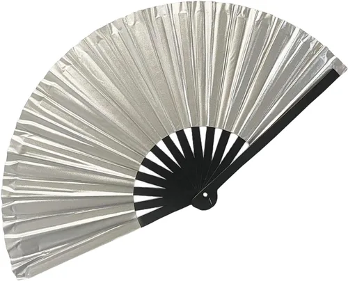 Miniatura 11 de Ventilador de mano plegable grande para hombres y mujeres, ventilador holográfico para mujeres, fiesta de baile, festivales, Halloween, EDM