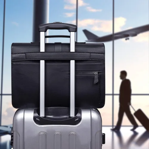 Miniatura 4 de ESTARER Portafolio de cuero para hombres de 15.6 pulgadas, bolsa para computadora portátil para oficina/negocios/viajes, bolsa de hombro grande