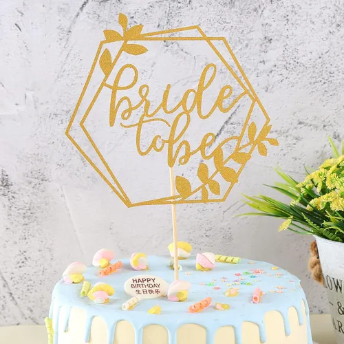 Miniatura 6 de Decoración para pastel de novia - Suministros de decoración de pasteles de boda dorados, regalos de decoración de tartas de despedida de soltera