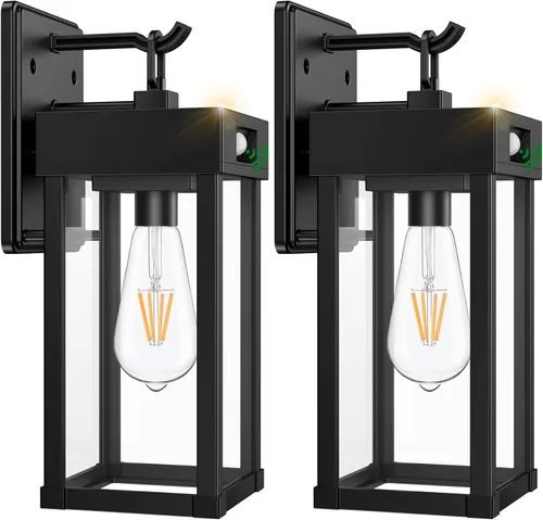 Miniatura 8 de Auzev Lámparas solares de pared para exteriores, farol solar exterior con panel transparente, sensor de movimiento, 3 modos de iluminación, aplique