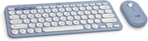 Logitech Pebble 2 Combo para Mac, Teclado y Mouse Inalámbricos, Delgado, Silencioso y Portátil, Personalizable, Mouse y Teclado Bluetooth, Azul tonal