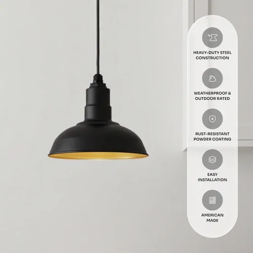Miniatura 2 de Steel Lighting Co. El Segundo - Lámpara de granero Colgante montado en el techo Domo de 12 pulgadas Vástago de 12 pulgadas Luz de acero