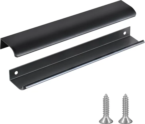 Miniatura 13 de JOOJA Juego de 10 tiradores con borde de dedo de estilo moderno para muebles y cajones, tiradores ocultos para gabinetes y cocina, perillas, negro