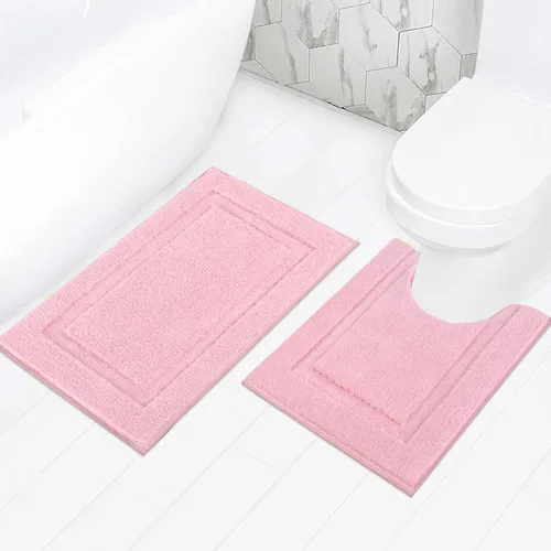 Miniatura 20 de SHACOS Juego de alfombras pequeñas de baño de 2 piezas con tapetes de baño en forma de U, tapetes de inodoro de 16x24 + 20x24 pulgadas, tapetes