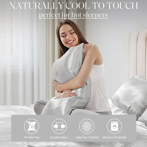 Miniatura 41 de Madison Park Essentials - Juego de sábanas de satén de lujo y sedoso con brillo natural, bolsillo elástico de 14 pulgadas para colchones de hasta 16