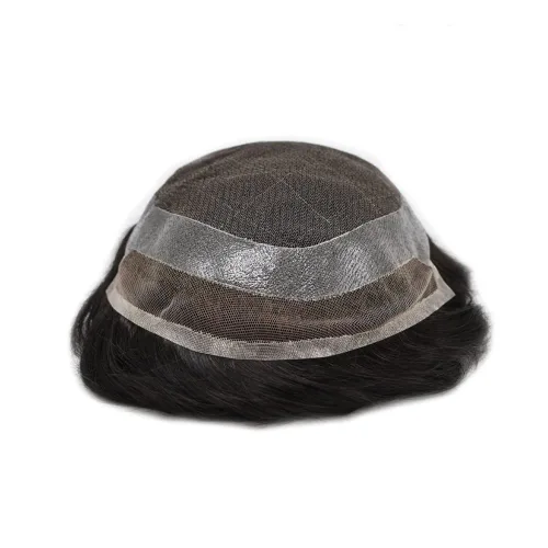Miniatura 4 de Toupee para hombres piezas de cabello suave suizo frente de encaje para hombre Toupee sistema de reemplazo de cabello humano para hombres Pieza