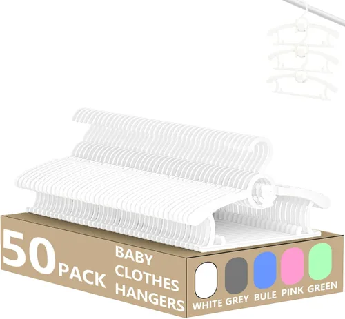 Miniatura 10 de Perchas HGYZE para bebé para armario, colgador antideslizante de 11"-14" ajustable para ropa de bebé para guardería, colgador de plástico para niños