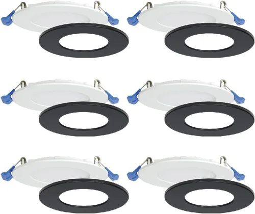 Miniatura 7 de Nadair Paquete de 12 luces LED empotrables ultra delgadas de 4 pulgadas, 9 W, 750 lúmenes, 3000 K (blanco cálido), ribete blanco y negro incluido