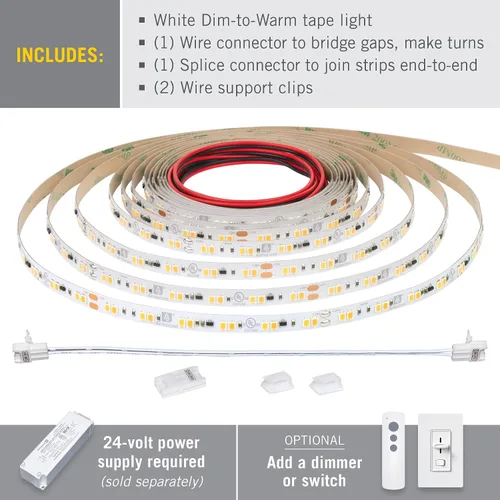 Miniatura 2 de Armacost Lighting RibbonFlex Pro 185250 - Cinta de luz LED blanca de 24 V, atenuada a cálida, 32 pies (32.8 ft)