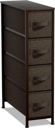 Sorbus Torre estrecha con 4 cajones – Almacenamiento vertical para dormitorio, baño, lavandería, armarios y más, marco de acero, parte superior de