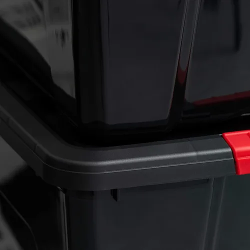 Miniatura 6 de IRIS USA - Contenedores de almacenamiento de plástico apilables de 72 cuartos de galón con tapas, paquete de 4, sin BPA, fabricados en Estados Negro