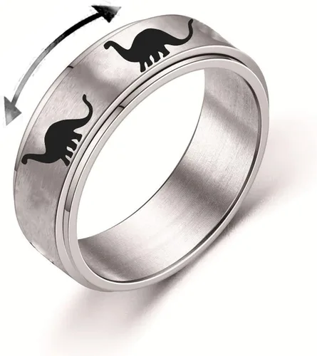 Miniatura 8 de INENIMARTJ Anillos giratorios de dinosaurio para mujeres y hombres, anillos giratorios de dinosaurio de acero inoxidable, anillo de ansiedad de C