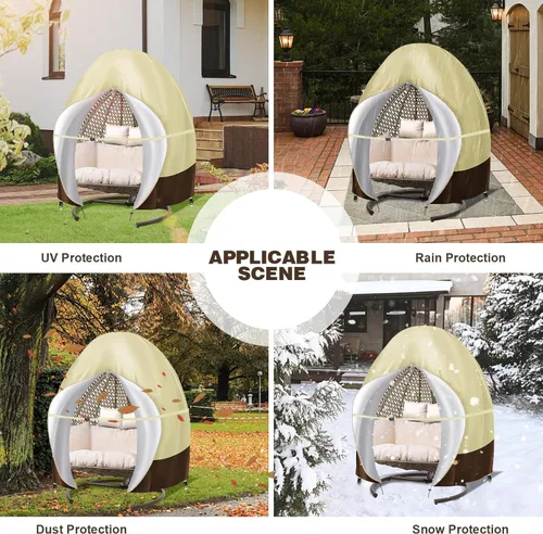 Miniatura 6 de Funda para silla extragrande con doble huevo con cremallera, 91 x 80 pulgadas, resistente al agua, para silla de columpio colgante de patio, 420D