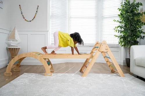Miniatura 2 de Avenlur Hazel - Gimnasio de escalada interior 5 en 1, juego de escalada Waldorf y Montessori con escalera triangular, rampa de escalada, escalador