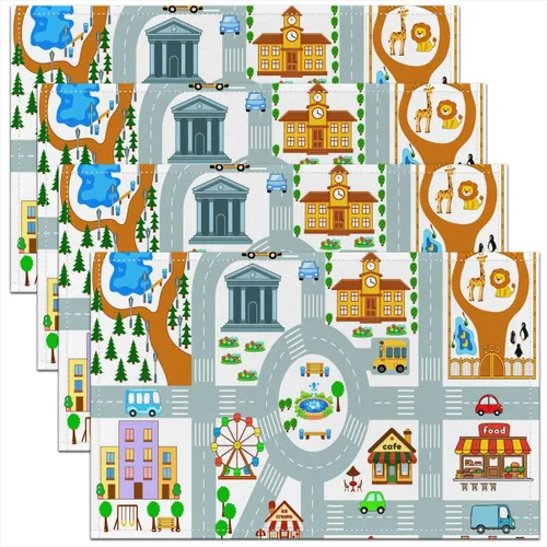 Miniatura 7 de Juego de 4 manteles individuales de aprendizaje educativo para niños, de 12 x 18 pulgadas, con números del alfabeto ABC, juego de 4 manteles