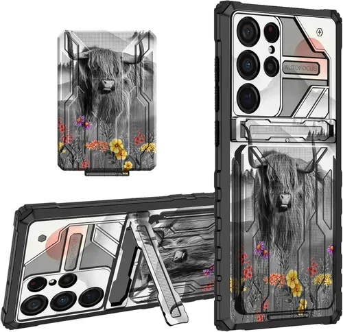 Miniatura 52 de Funda tipo cartera para Samsung Galaxy S22 Ultra con soporte para tarjeta de crédito y soporte de doble capa de policarbonato duro de PC suave TPU a