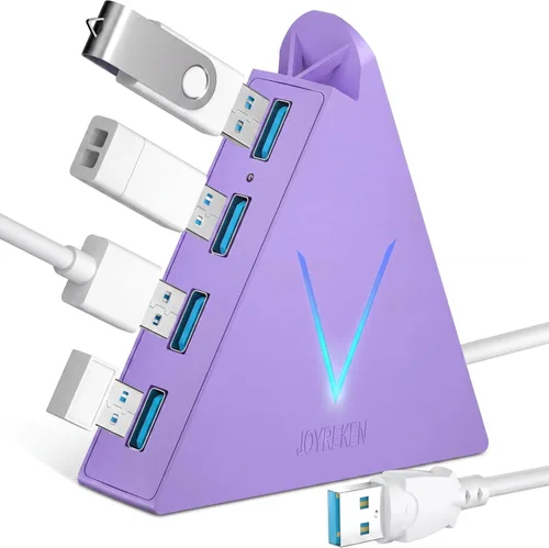 Miniatura 15 de Concentrador USB 3.0, JoyReken Separador USB de 4 Puertos para Laptop, Adaptador de Teclado y Mouse para PS4 Compatible con Xbox, PC, MacBook, Rosa