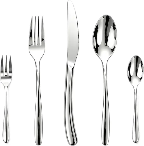 Miniatura 8 de Moderno juego de cubiertos para 4 cubiertos de alta calidad, 20 piezas, acero inoxidable 18/10, pulido con buen peso, utensilios para la cocina