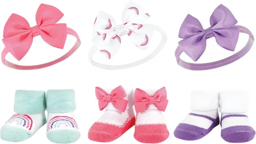 Miniatura 48 de Hudson Baby Conjunto de regalo de diadema y calcetines para niña Flor azul marino rosa