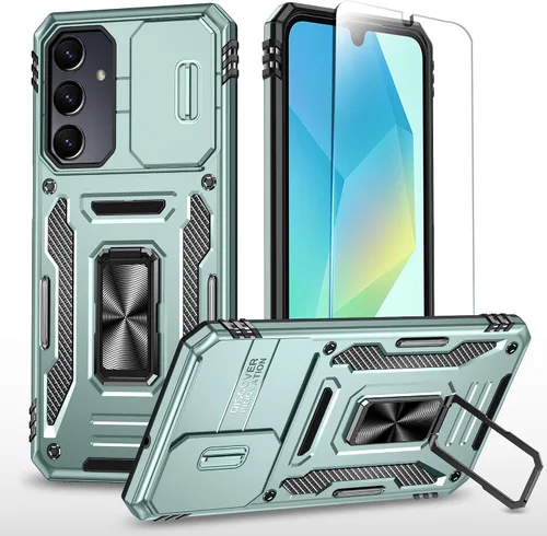 Miniatura 35 de SunStory Funda compatible con Samsung Galaxy A17 5G con protector de pantalla HD, cubierta de cámara deslizante y soporte de anillo giratorio, a