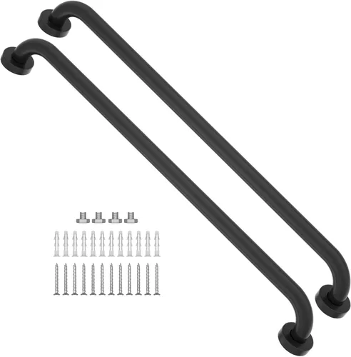 Miniatura 9 de Paquete de 2 barras de agarre negras para ducha de 24 pulgadas, mango de acero inoxidable para baño, barra de equilibrio de ducha de baño, soporte