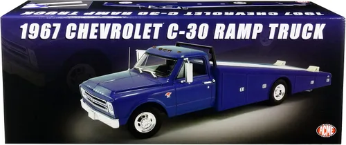Miniatura 4 de 1967 Chevy C30 Rampa Camión Azul Edición Limitada a 312 Piezas en Todo el Mundo 1/18 Modelo de Coche Fundido a Presión por Acme A1801709