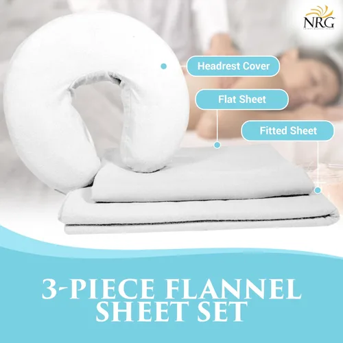 Miniatura 3 de NRG - Sábanas planas de franela de lujo para mesa de masaje – Ropa de cama de masaje 100% franela de algodón – 160 GSM, 200 hilos – Algodón suave