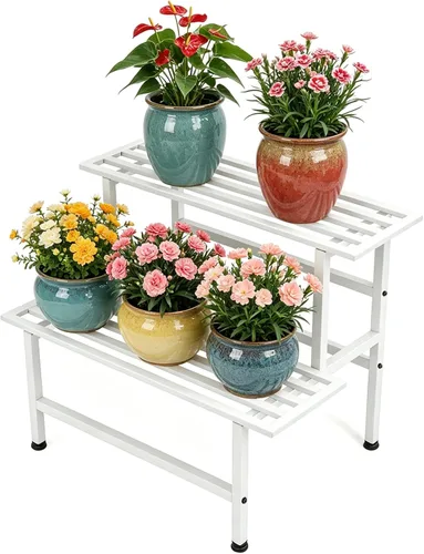 Miniatura 11 de Dipion Paquete de 2 soportes de metal para plantas al aire libre, estantes para plantas de interior, 1 nivel resistentes para múltiples plantas, 26