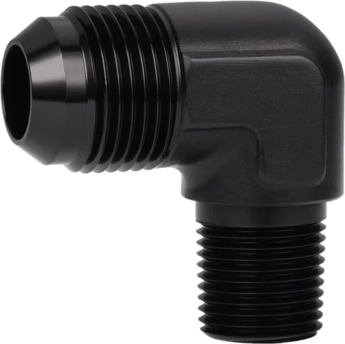 Miniatura 18 de 3AN macho Flare a 1/4 NPT tubo macho 90 grados codo adaptador unión aluminio negro