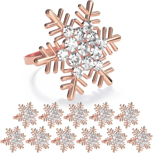 Miniatura 8 de ZeeDix Juego de 6 servilleteros de corona de Navidad, servilleteros de Navidad para servilletas de tela, servilleteros de Navidad para Acción