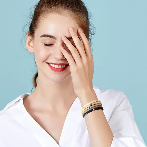Miniatura 7 de Pulseras de cuentas de arcilla estilo heishi surfista para mujer, con discos de vinilo y dije de mal de ojo, apilables, pulseras elásticas