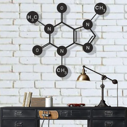 DEKADRON Cafeína - Decoración de pared de metal - Decoración de oficina en casa - Escultura de decoración de dormitorio y sala de estar (18 pulgadas